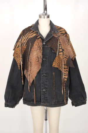 1980s Denim & Suede Patchwork Jacket