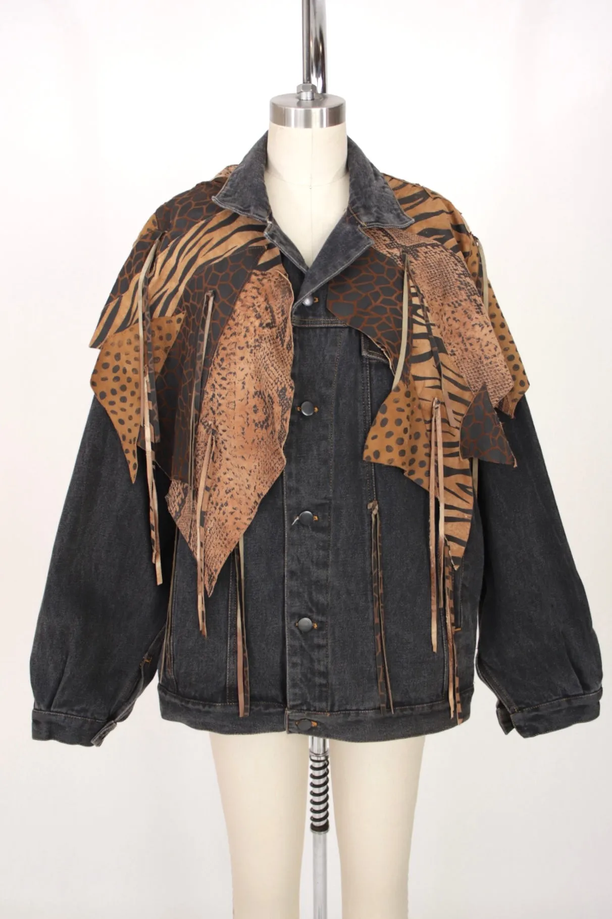 1980s Denim & Suede Patchwork Jacket