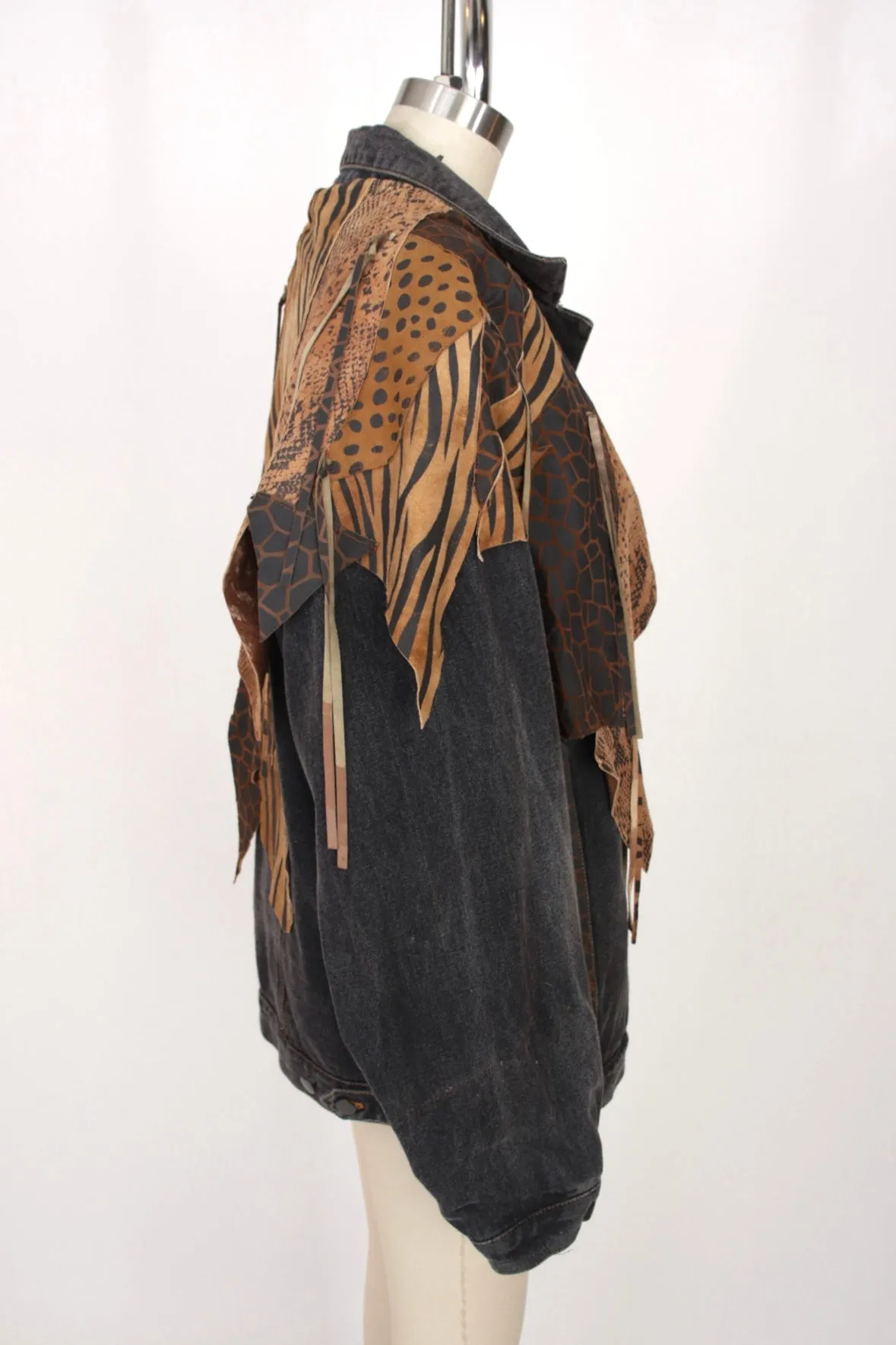 1980s Denim & Suede Patchwork Jacket