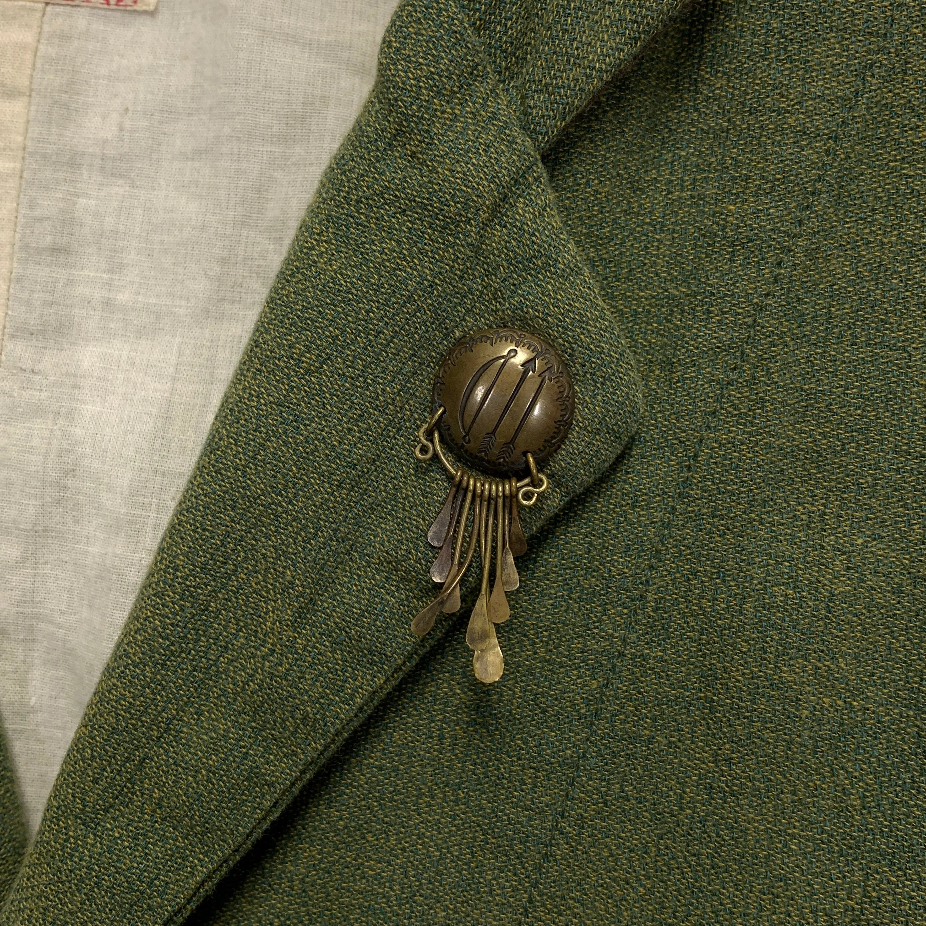 [2] Kapital Cotton Linen Leather Elbow 4 Button Blazer