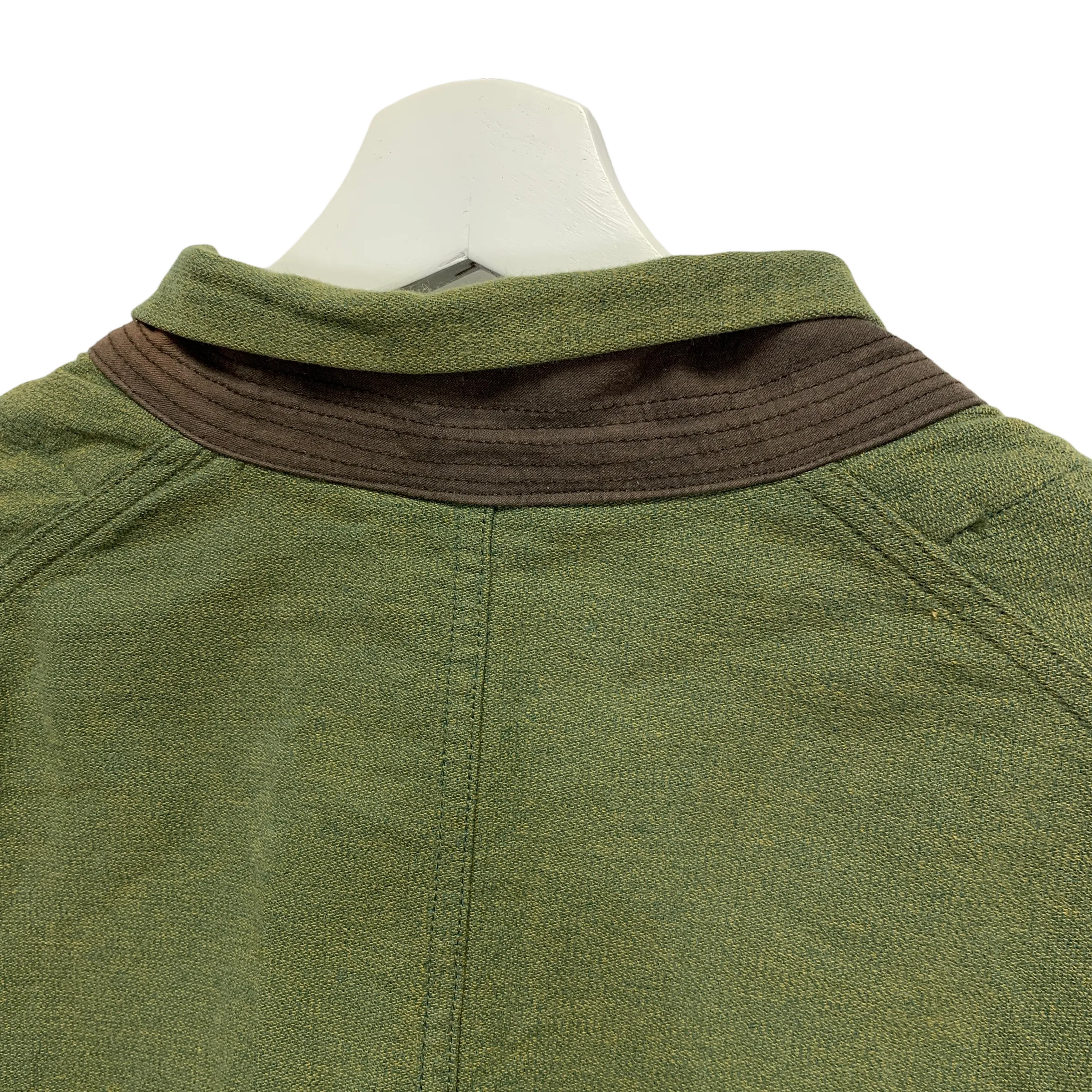 [2] Kapital Cotton Linen Leather Elbow 4 Button Blazer