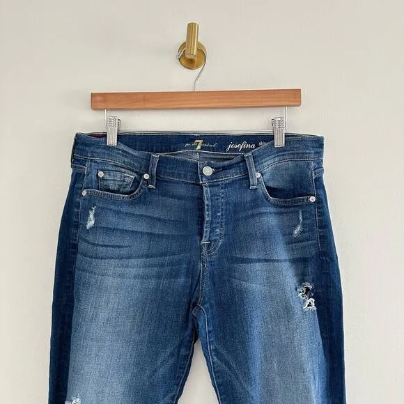7 For All Mankind Josefina Skinny Boyfriend Jeans 30 $188