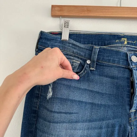 7 For All Mankind Josefina Skinny Boyfriend Jeans 30 $188