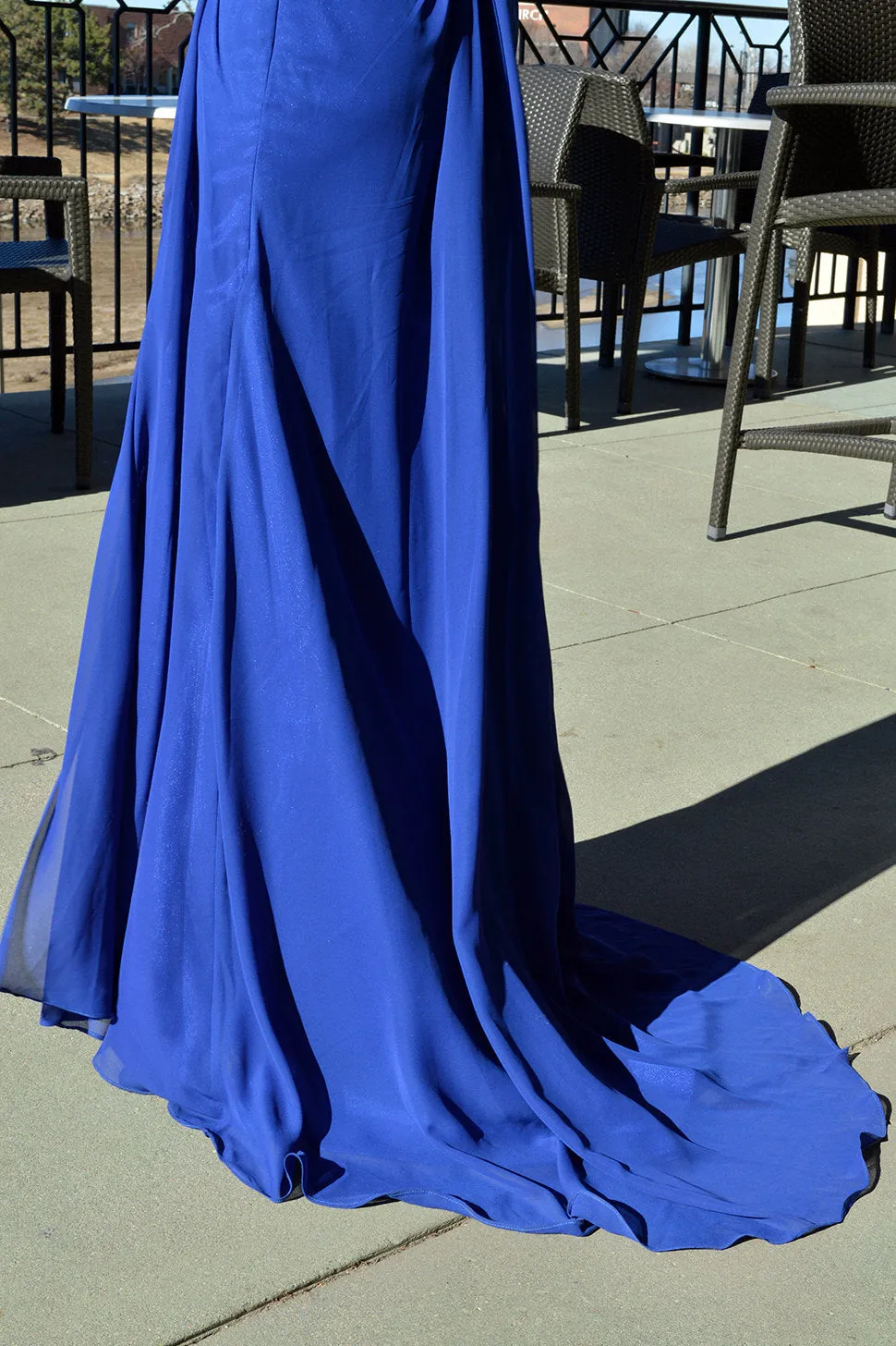 A-line Sweetheart Floor Length Chiffon Front Slit Rhinestone Prom Dress