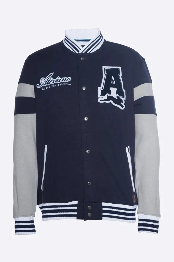 A TIZIANO Cory | Fleece Letter Jacket (Indigo)