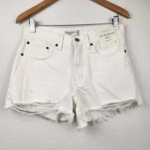 Abercrombie &amp; Fitch The Boyfriend Short Jeans White Size 27 US 4 Distressed NWT