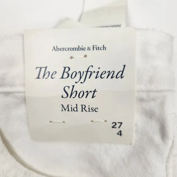 Abercrombie &amp; Fitch The Boyfriend Short Jeans White Size 27 US 4 Distressed NWT