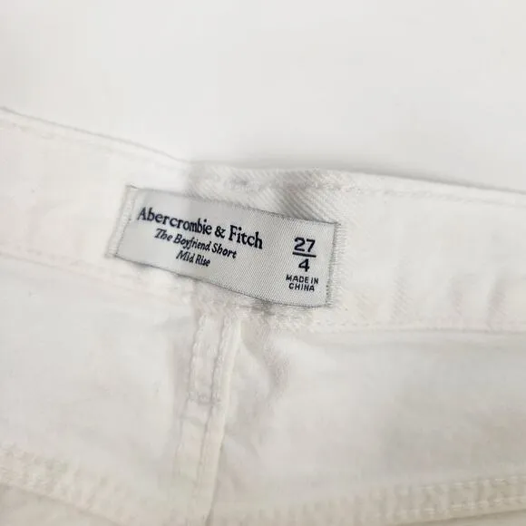Abercrombie &amp; Fitch The Boyfriend Short Jeans White Size 27 US 4 Distressed NWT
