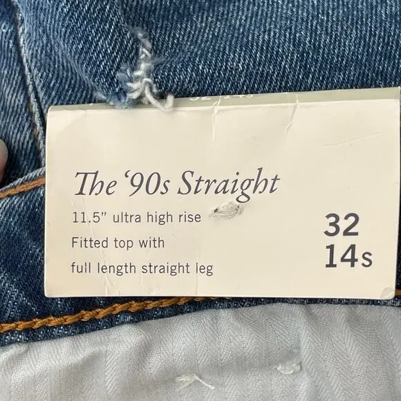 Abercrombie And Fitch The 90's Straight Ultra High Rise Jeans 32S Distressed NWT