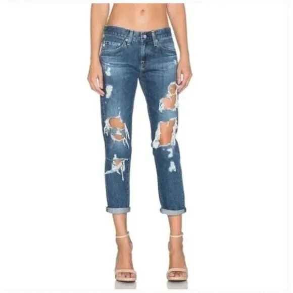 Adriano Goldschmied The Ex-Boyfriend Slouchy Slim Jeans 15 Years Ripped Size 29