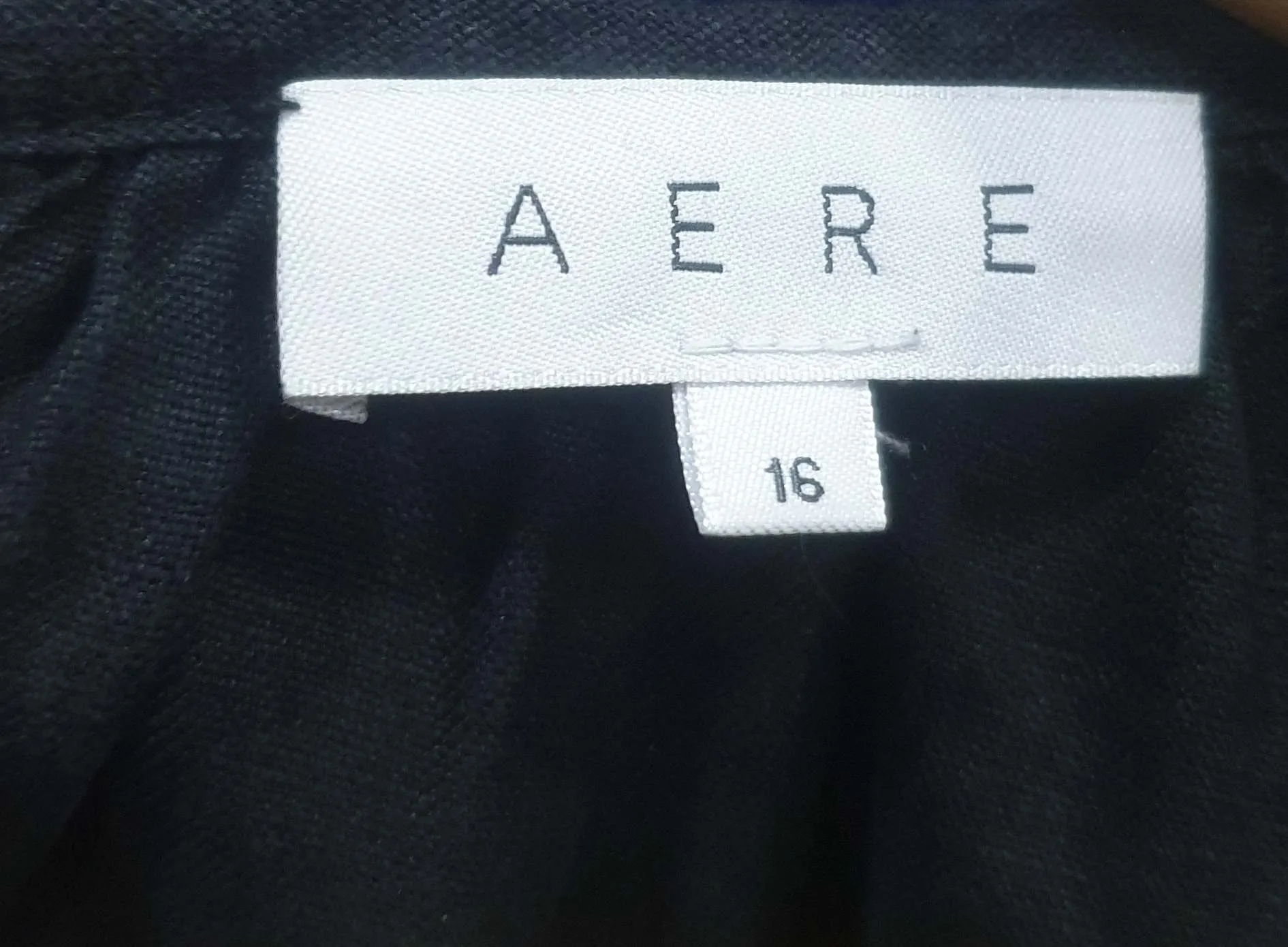 Aere black linen half sleeve top size 16