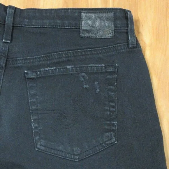 AG ADRIANO GOLDSCHMIED Hailey Ex Boyfriend Roll Up Shorts Sz 27 Blk Denim Jeans