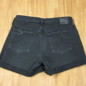 AG ADRIANO GOLDSCHMIED Hailey Ex Boyfriend Roll Up Shorts Sz 27 Blk Denim Jeans