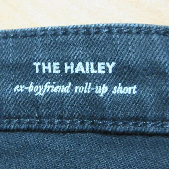 AG ADRIANO GOLDSCHMIED Hailey Ex Boyfriend Roll Up Shorts Sz 27 Blk Denim Jeans