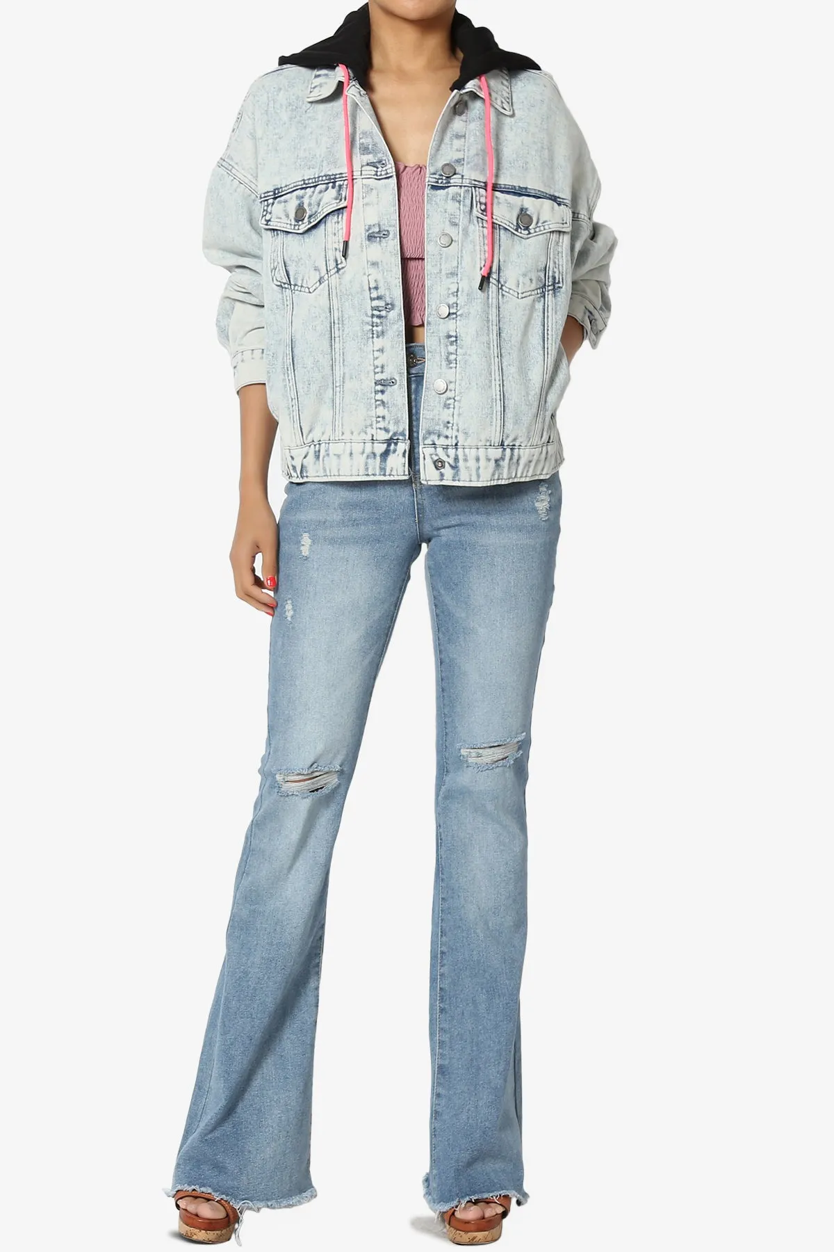 Agata Hooded Bomber Denim Jacket