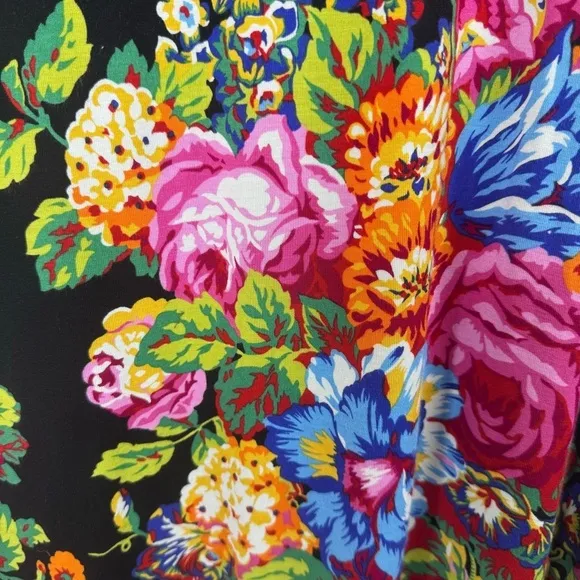 Anthropologie Ett Twa Coreyelle Turtleneck Floral Black Jersey Dress Size:Small
