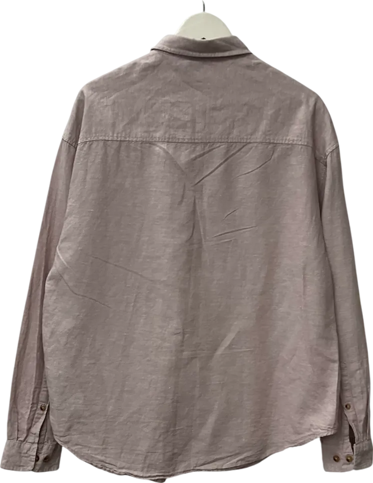 ASOS 90s Oversized Linen Look Shirt With Square Collar In Dusty Pink UK L