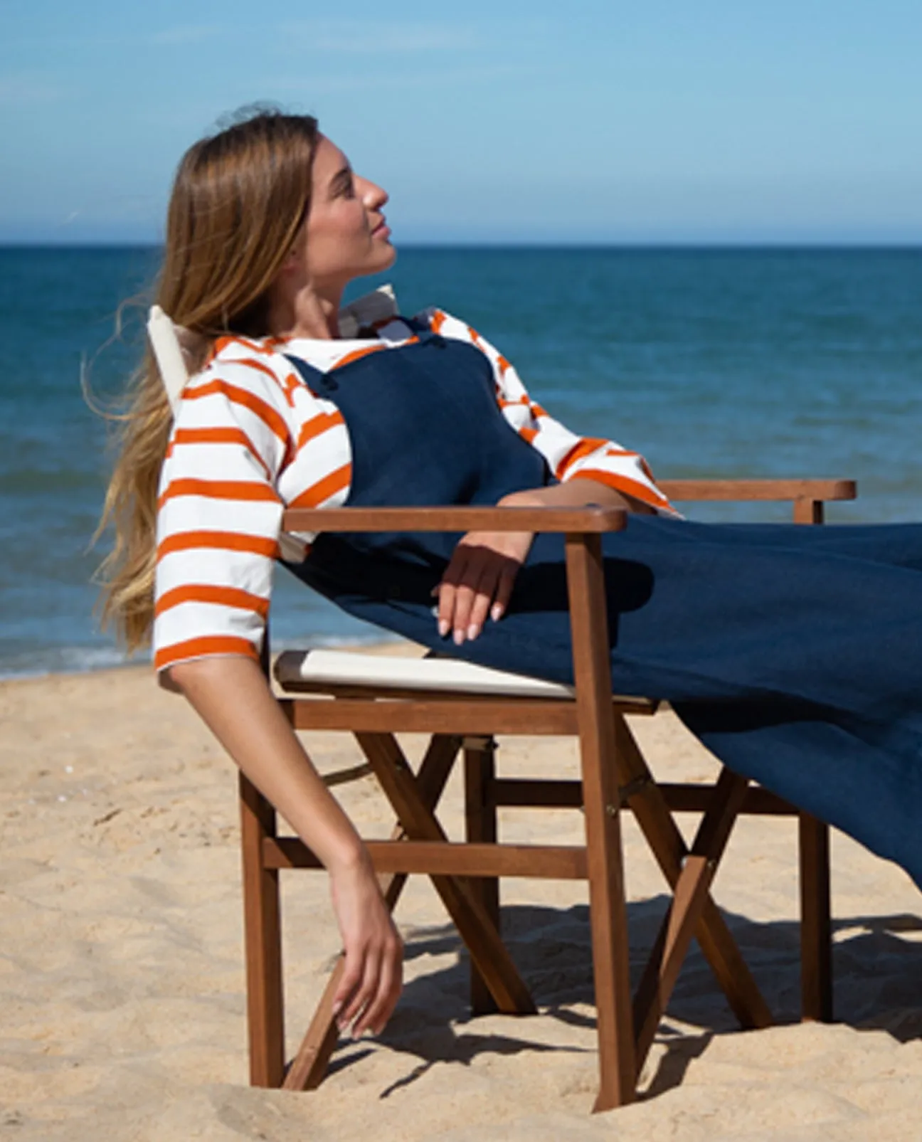 Babi Organic Cotton Stripe Top In White & Sunset Orange Stripe