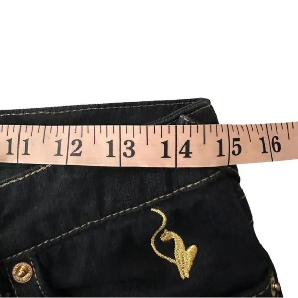 Baby Phat Junior's Straight Leg Denim Jeans Dark Wash With Gold Details Jrs 9