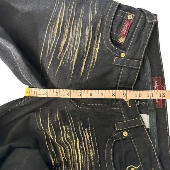 Baby Phat Junior's Straight Leg Denim Jeans Dark Wash With Gold Details Jrs 9
