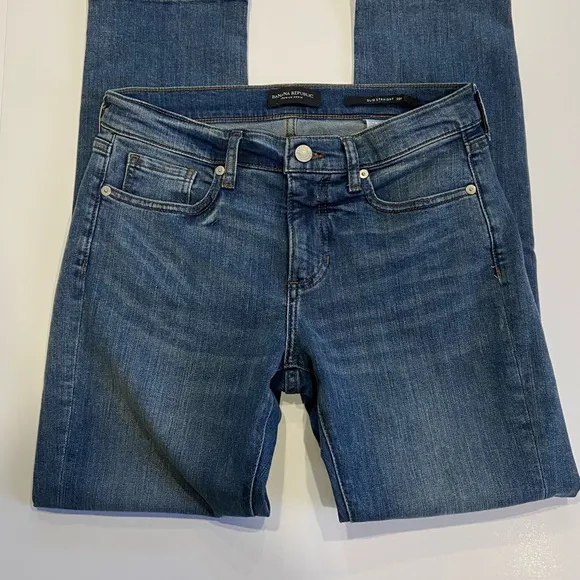 Banana Republic Slim Straight Jeans Medium Blue Sz 28P