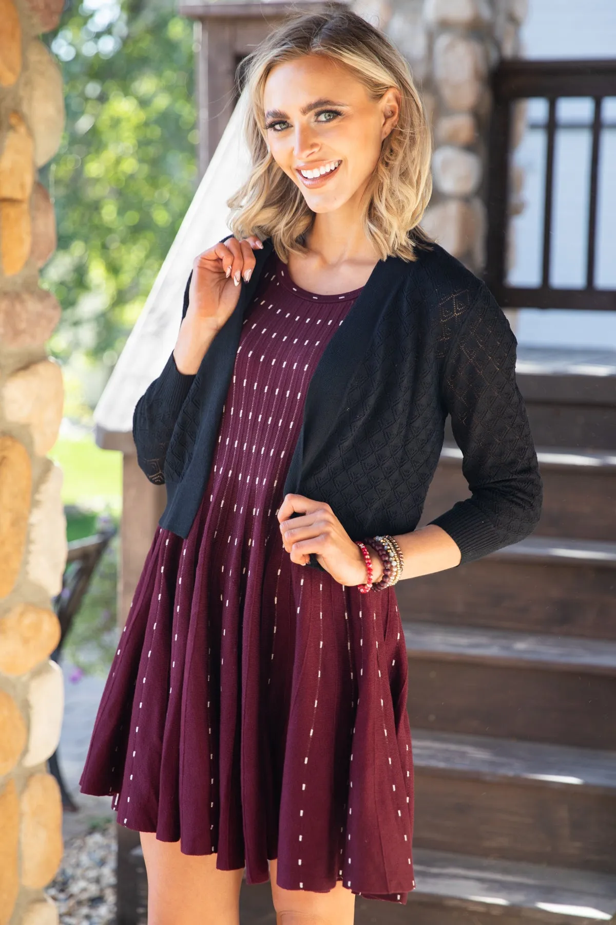 Black Pointelle Cardigan
