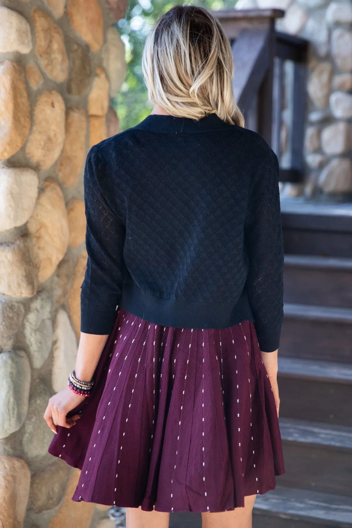 Black Pointelle Cardigan