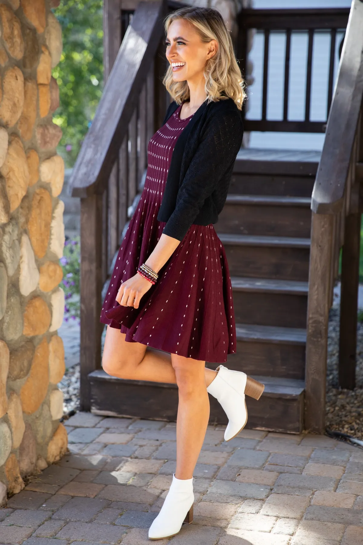 Black Pointelle Cardigan