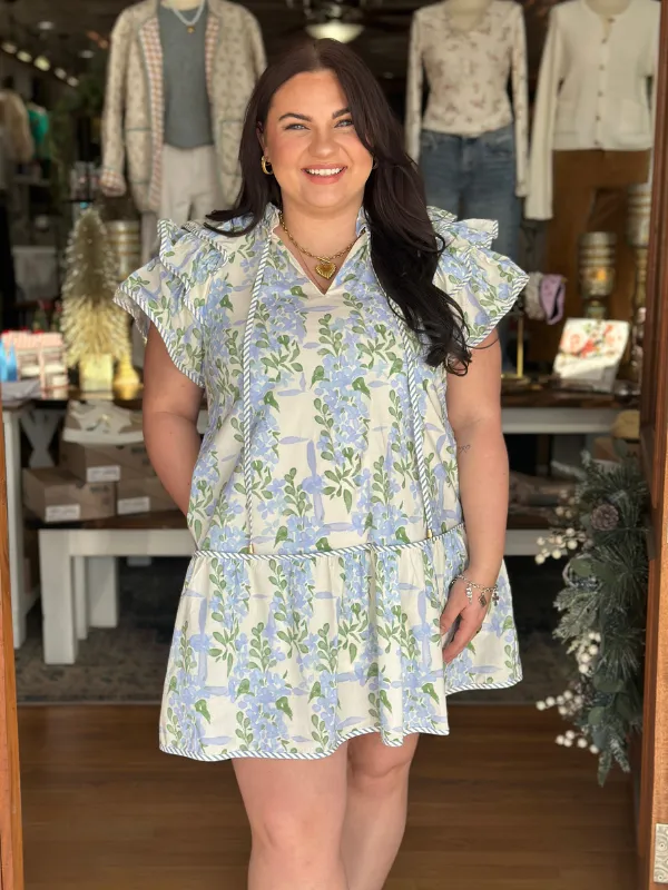 Blue & Green Coastal Floral Dress