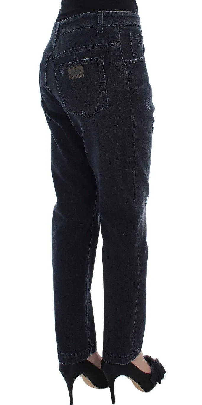 Blue Denim Cotton Stretch Boyfriend Jeans