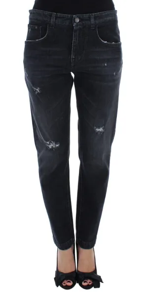 Blue Denim Cotton Stretch Boyfriend Jeans