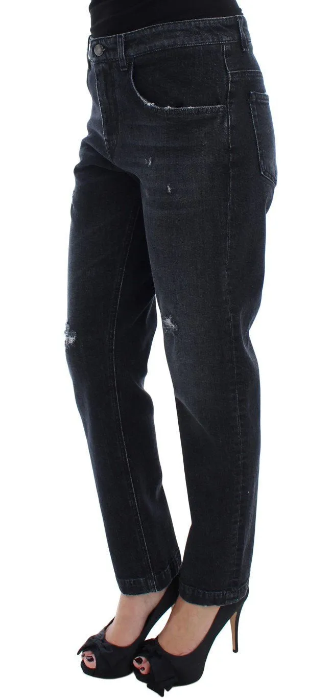 Blue Denim Cotton Stretch Boyfriend Jeans