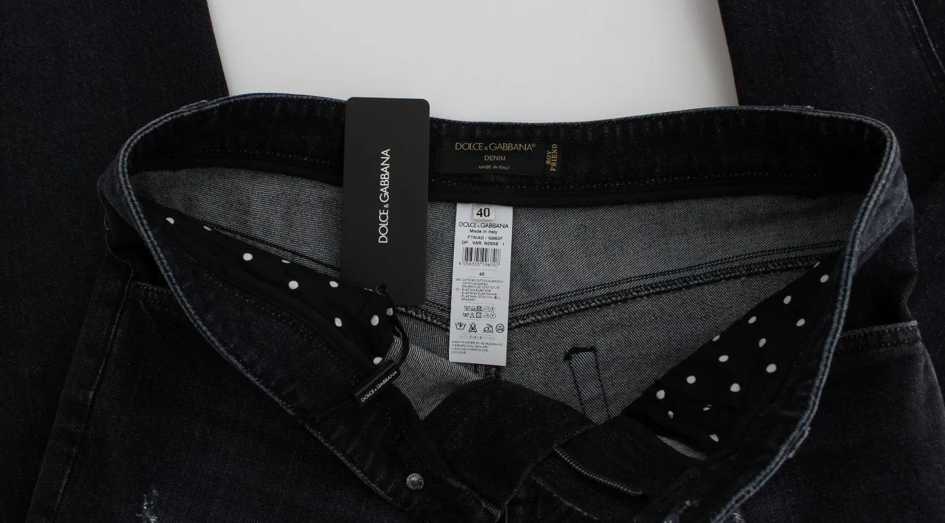 Blue Denim Cotton Stretch Boyfriend Jeans