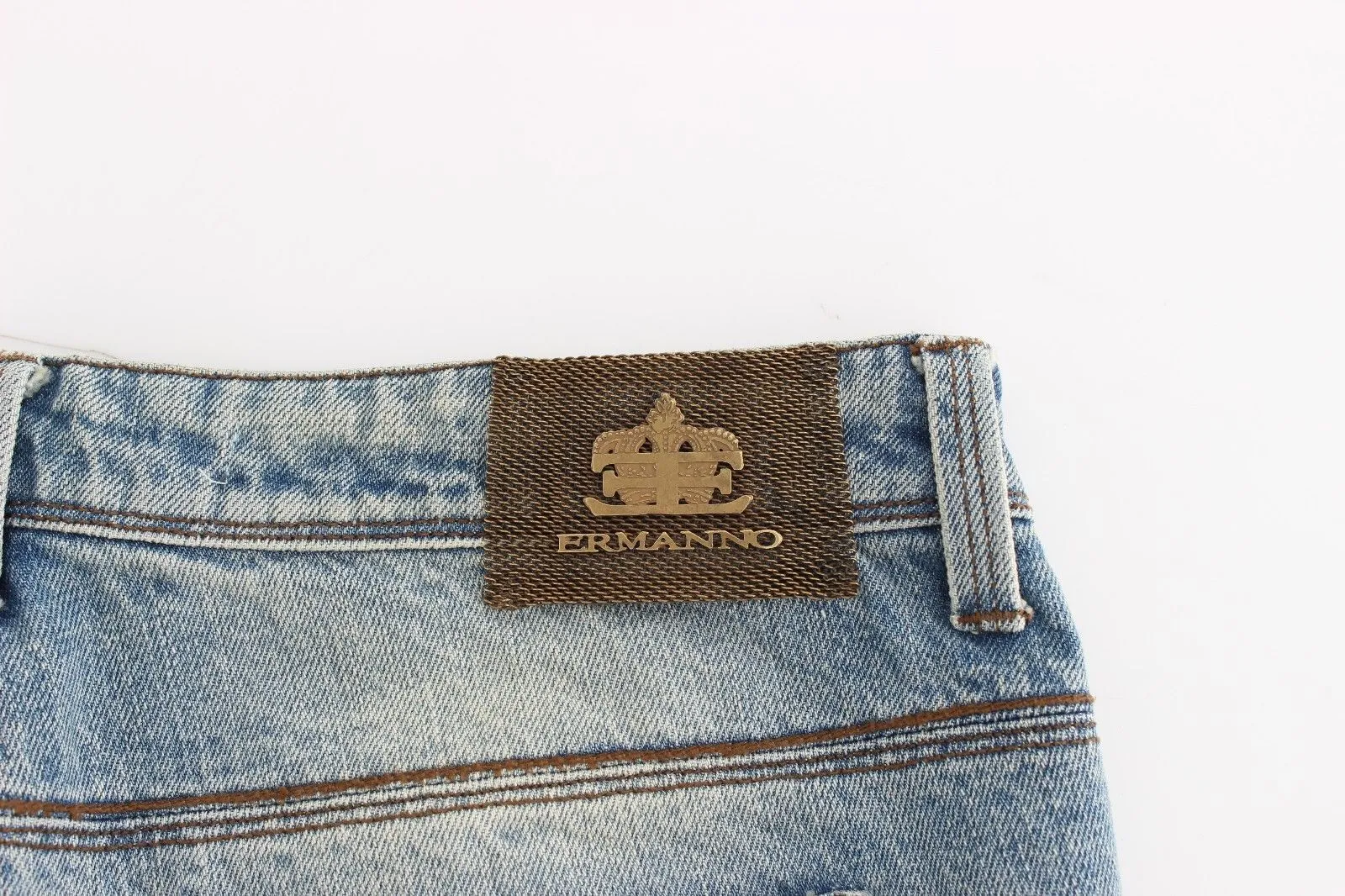 Blue Distressed Boyfriend Jeans Denim Straight