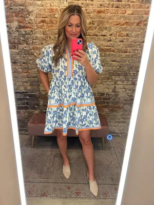 Bubble Sleeve Floral Dress