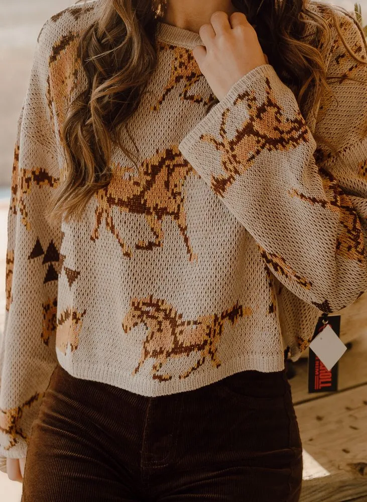 BW32T04997 Ecru Horse Knit Sweater