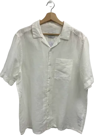 Calvin Klein White Linen-Blend Shirt UK M