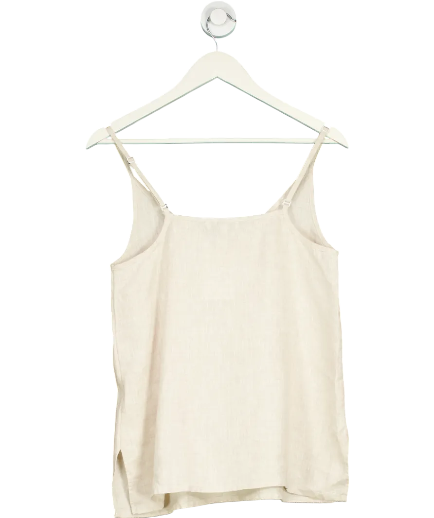 CAMIXA Beige Cami-v Natural Linen Top UK S