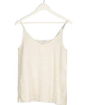 CAMIXA Beige Cami-v Natural Linen Top UK S
