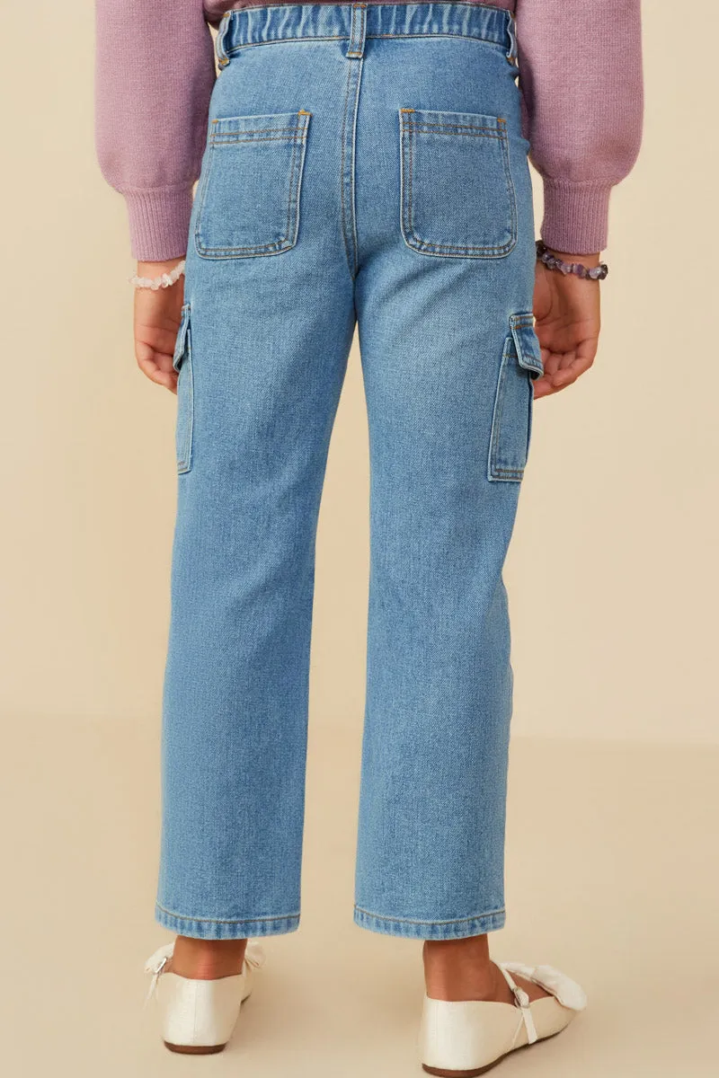Cargo Pocket Straight Leg Patch Pocket Jeans