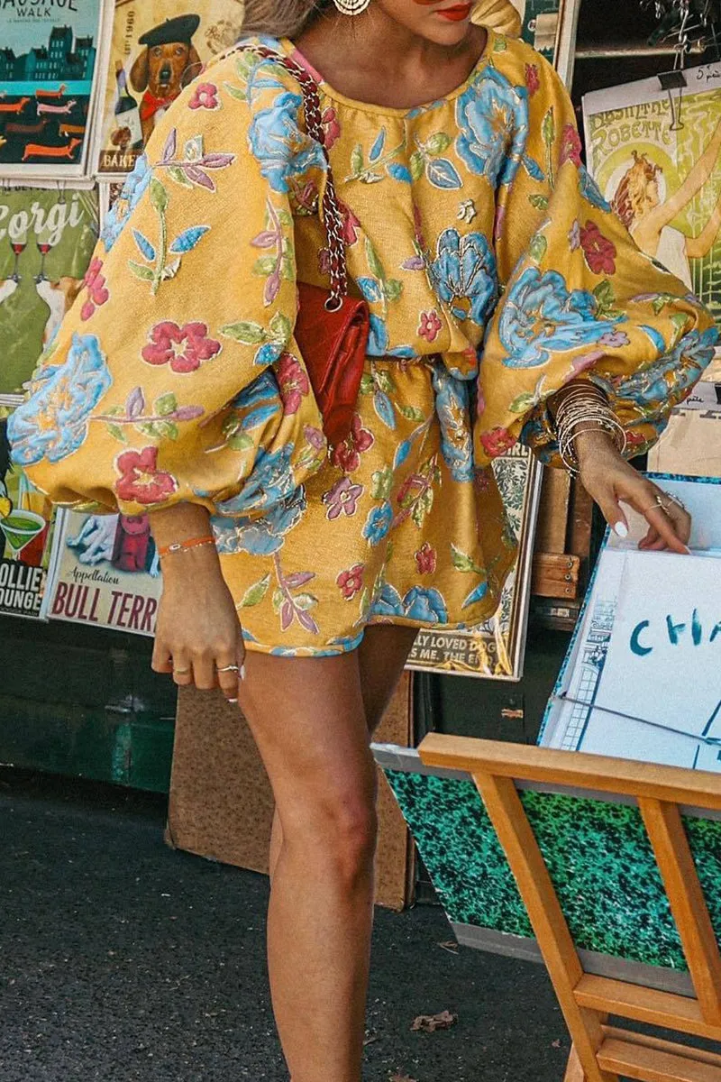 Casual Floral Patchwork O Neck Dresses
