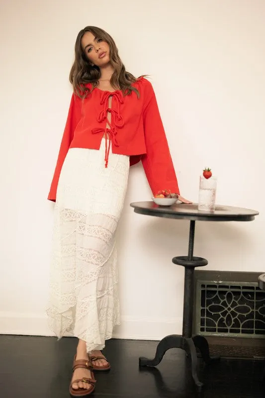 Cherry Red Linen Top