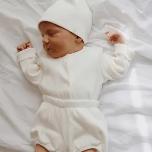 Chia Cotton Rib Cardigan (White)