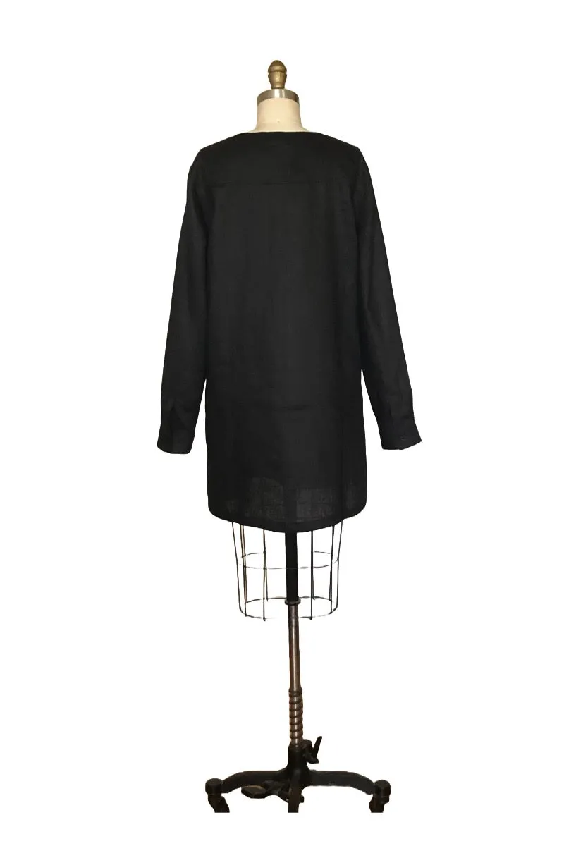 Classic Long Sleeve Linen Tunic - Style #1773K (Black)