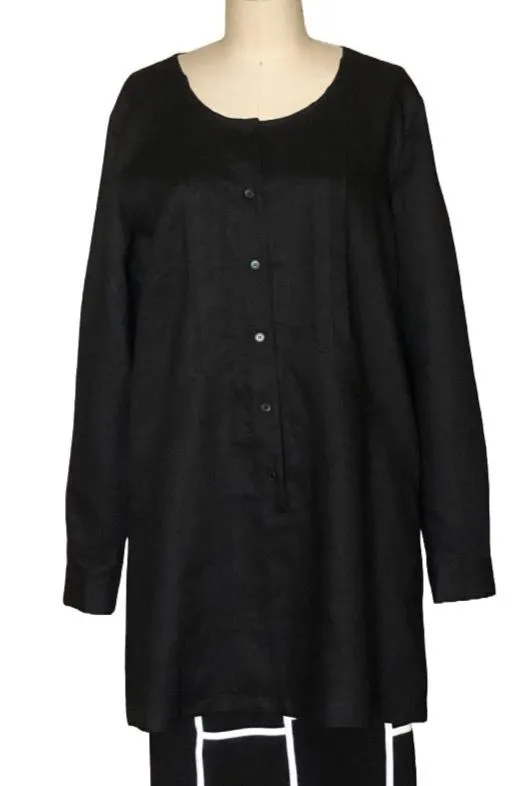 Classic Long Sleeve Linen Tunic - Style #1773K (Black)