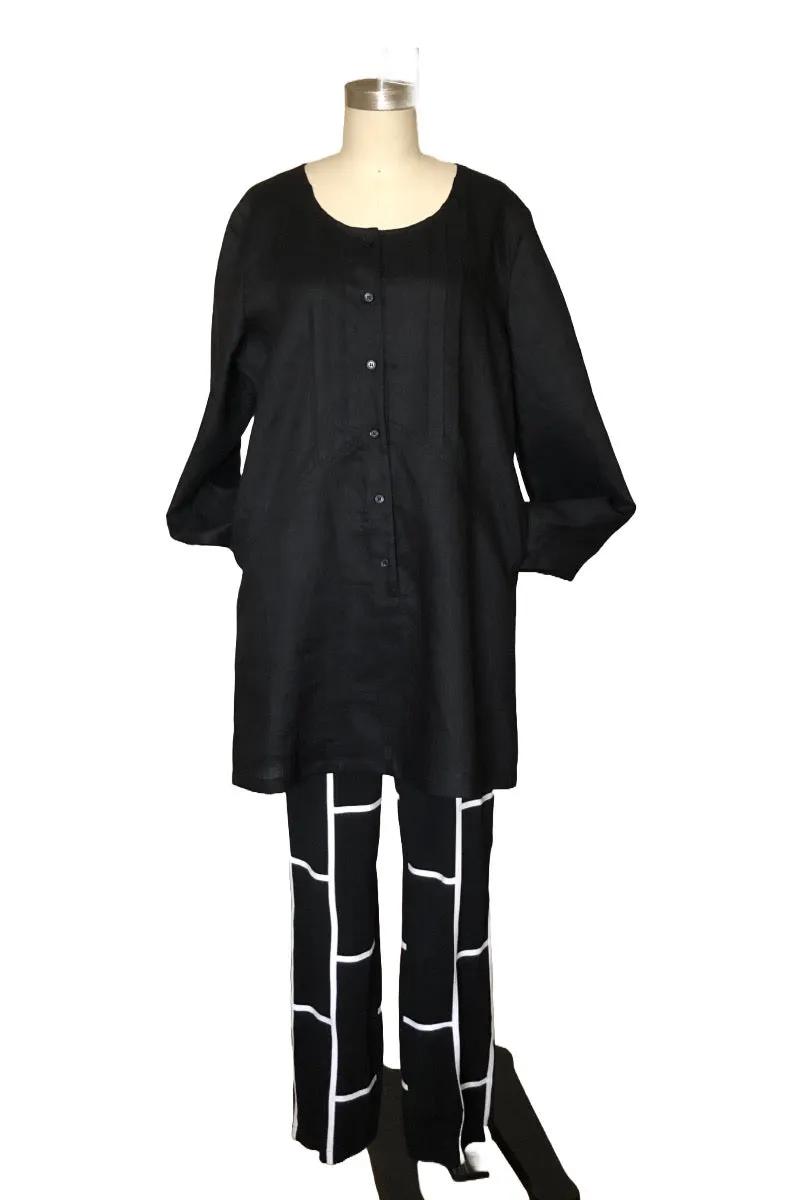 Classic Long Sleeve Linen Tunic - Style #1773K (Black)