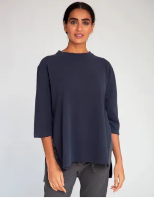 Corinne Organic Cotton Top In Navy