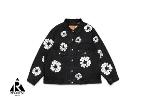 Cotton Wreath Denim Jacket "Black"