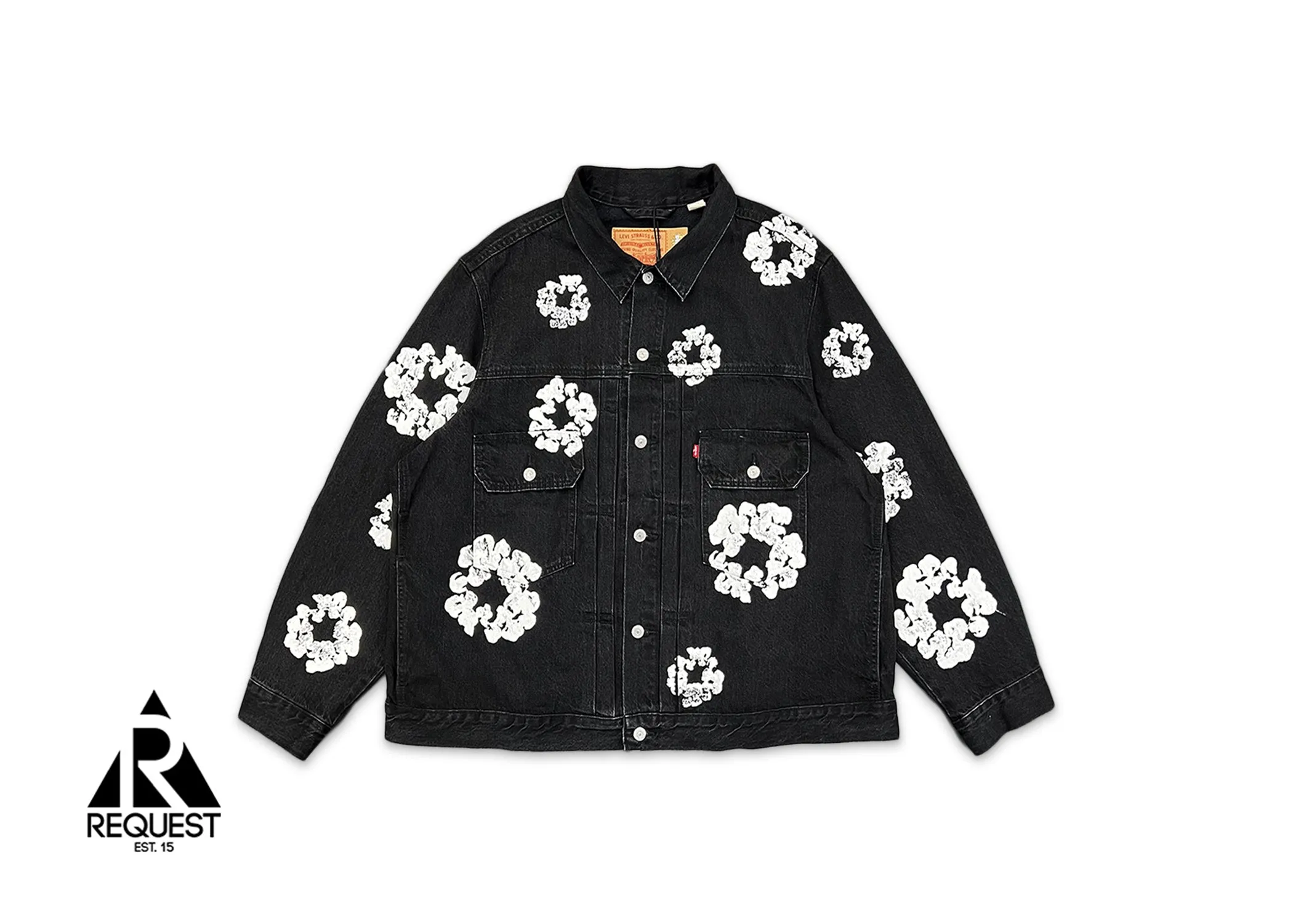 Cotton Wreath Denim Jacket "Black"