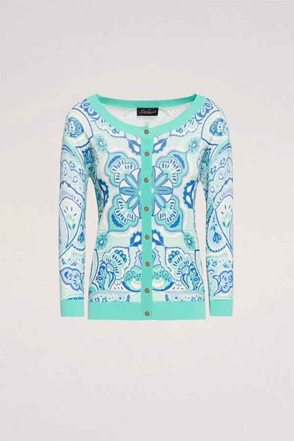 CROSTONE TURQUOISE PAISLEY CARDIGAN